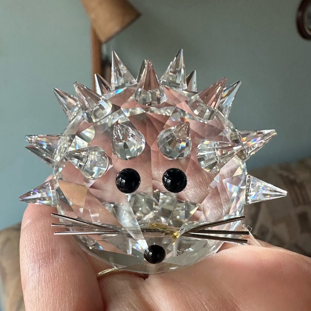 Swarovski Retired Silver Crystal Hedgehog Figure Vintage with box